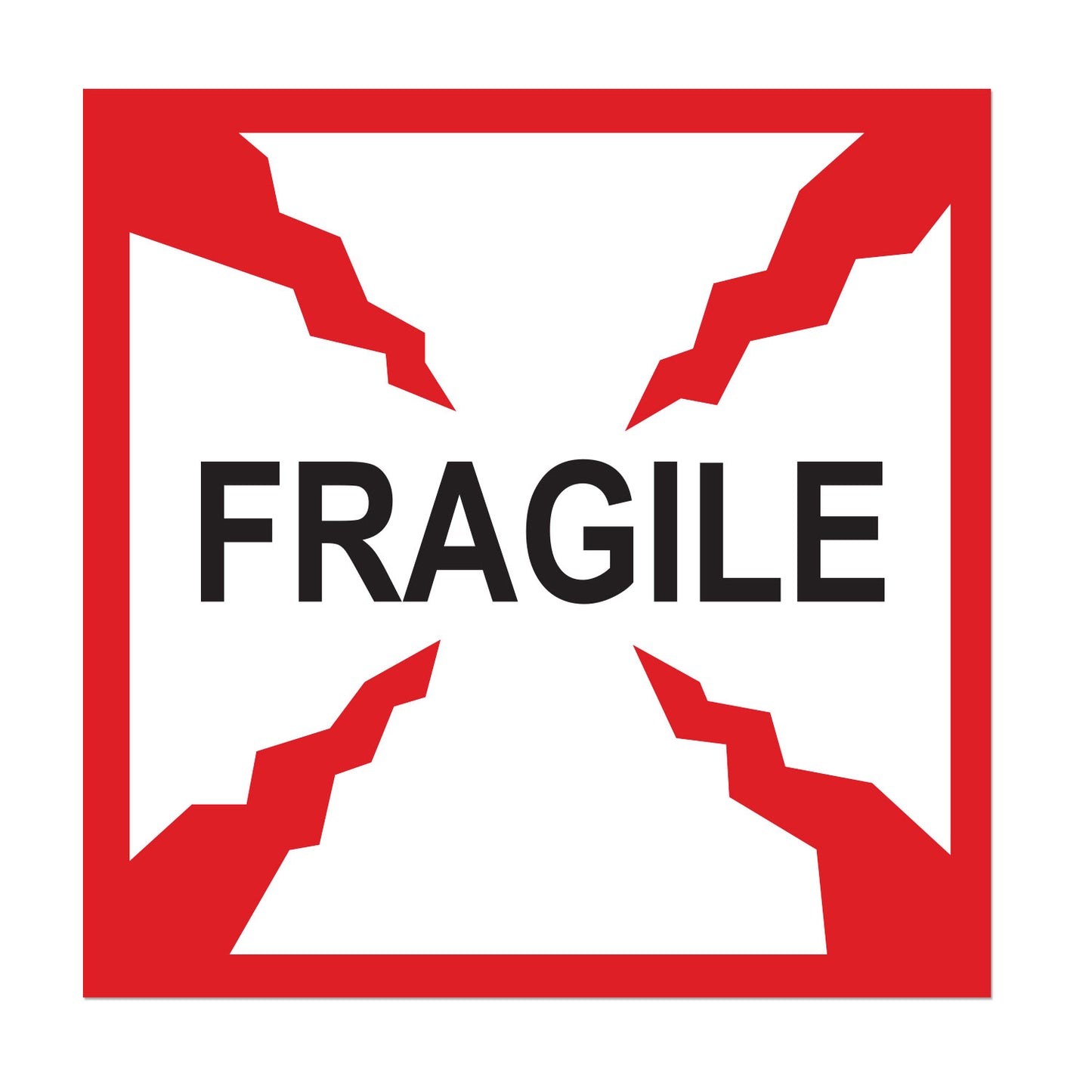 4 x 4in Stickers: Fragile Glass Warning Labels