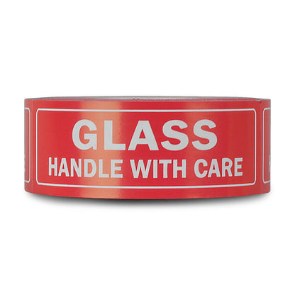 3 x 1in Stickers: Glass Handle With Care Labels