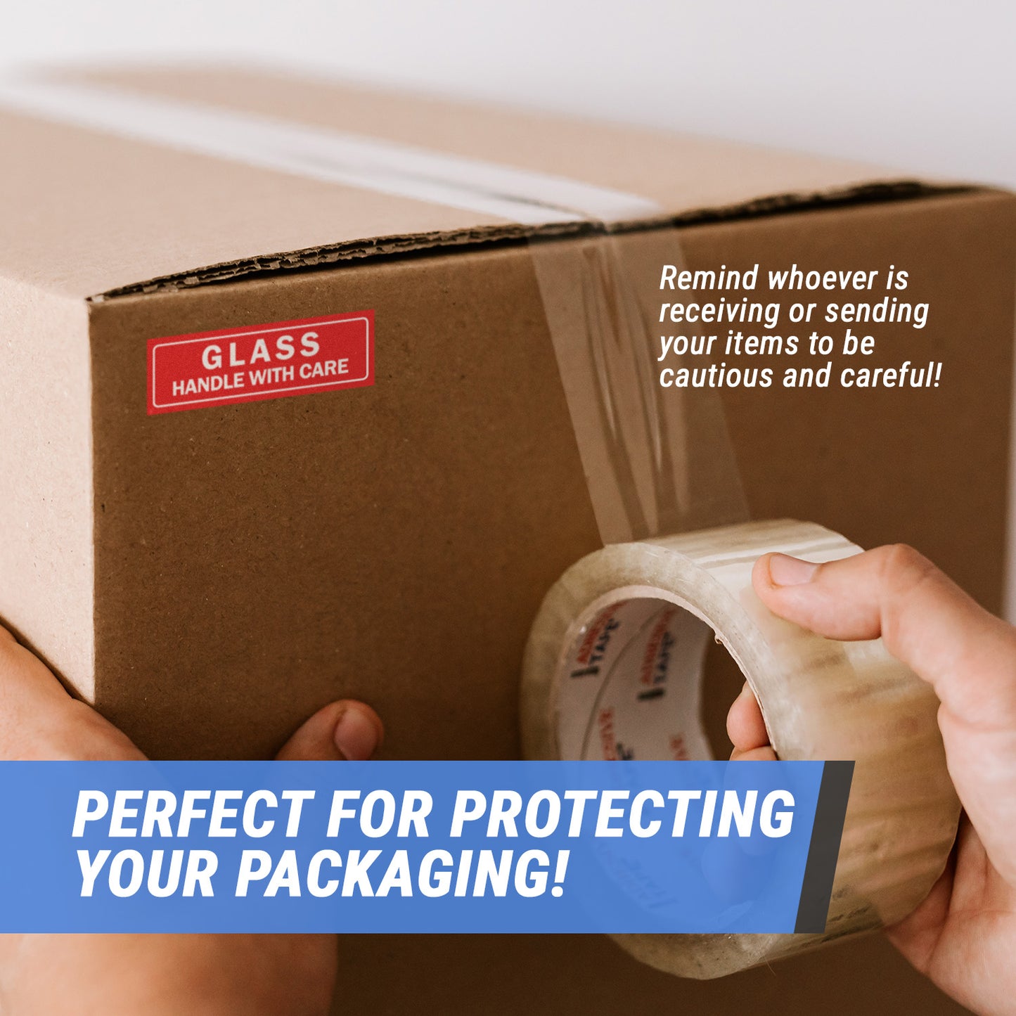 3 x 1in Stickers: Glass Handle With Care Labels