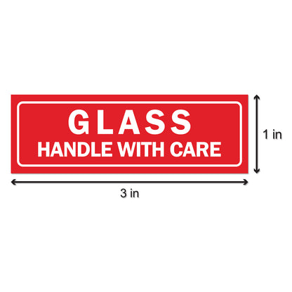 3 x 1in Stickers: Glass Handle With Care Labels