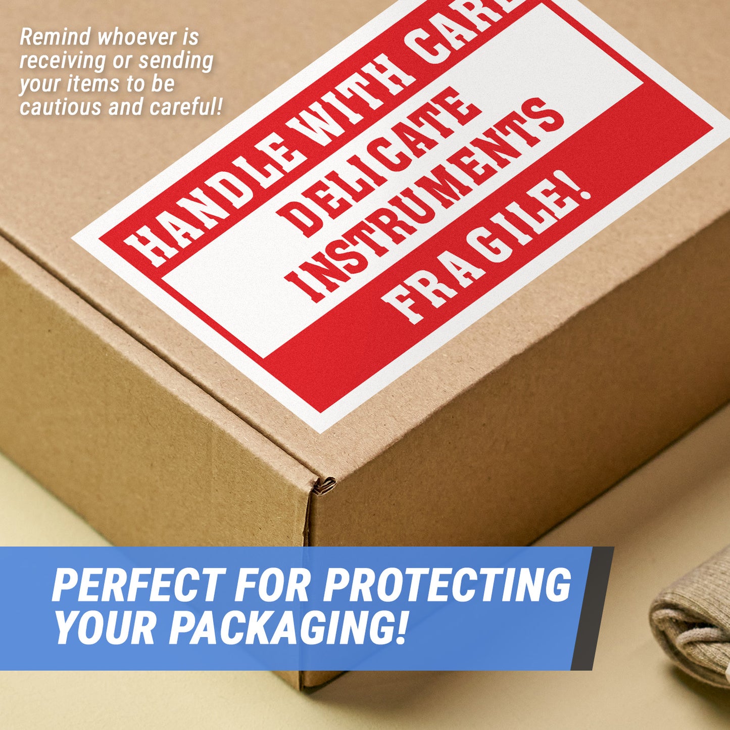 5 x 3in Stickers: Handle With Care Fragile Delicate Instruments Labels