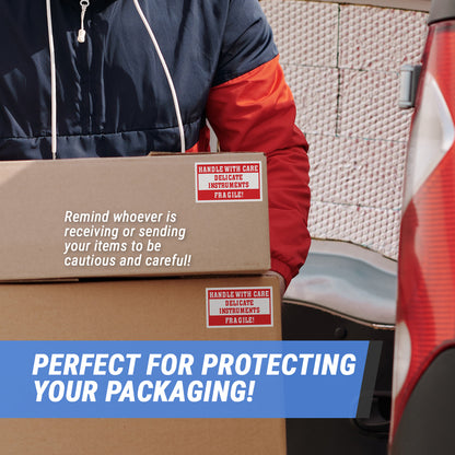 5 x 3in Stickers: Handle With Care Fragile Delicate Instruments Labels