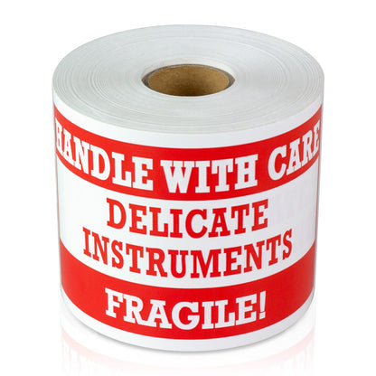 5 x 3in Stickers: Handle With Care Fragile Delicate Instruments Labels