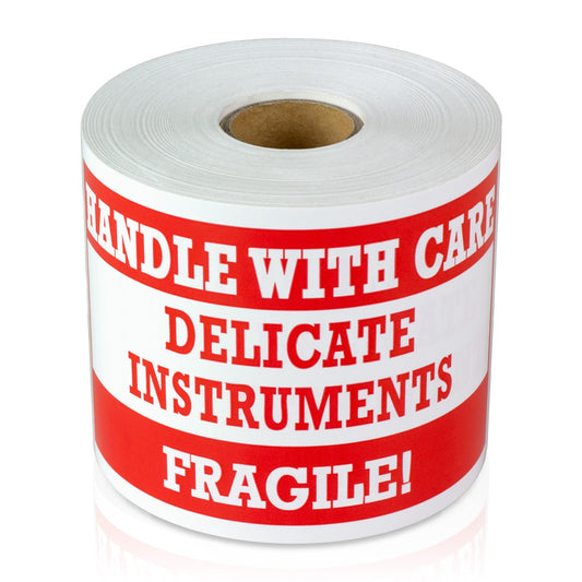 5 x 3in Stickers: Handle With Care Fragile Delicate Instruments Labels