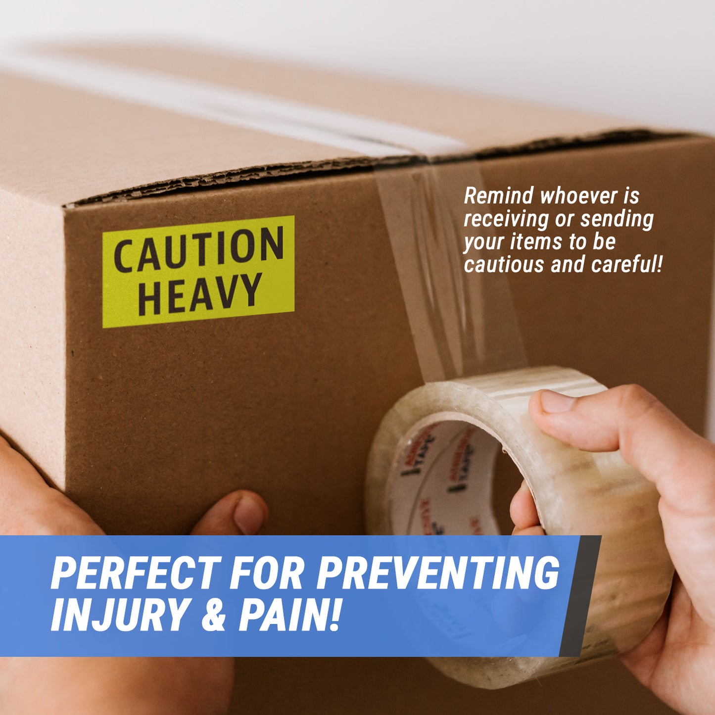 4 x 2in Stickers: Caution Heavy Label Roll