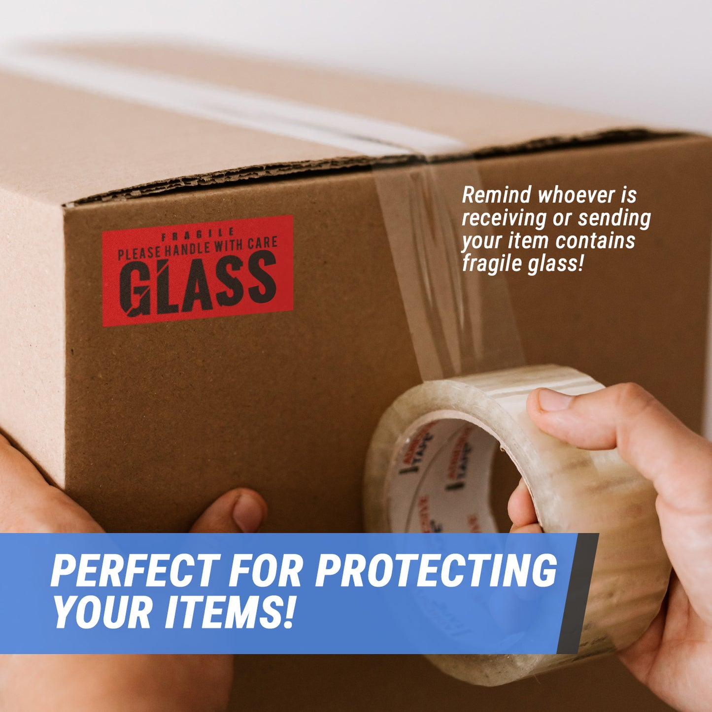 4 x 2in Stickers: Fragile Glass Handle With Care Shipping Label Roll