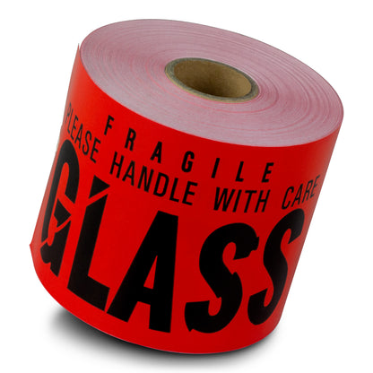 4 x 2in Stickers: Fragile Glass Handle With Care Shipping Label Roll