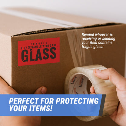 5 x 3in Stickers: Fragile Glass Handle With Care Shipping Labels