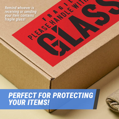 5 x 3in Stickers: Fragile Glass Handle With Care Shipping Labels