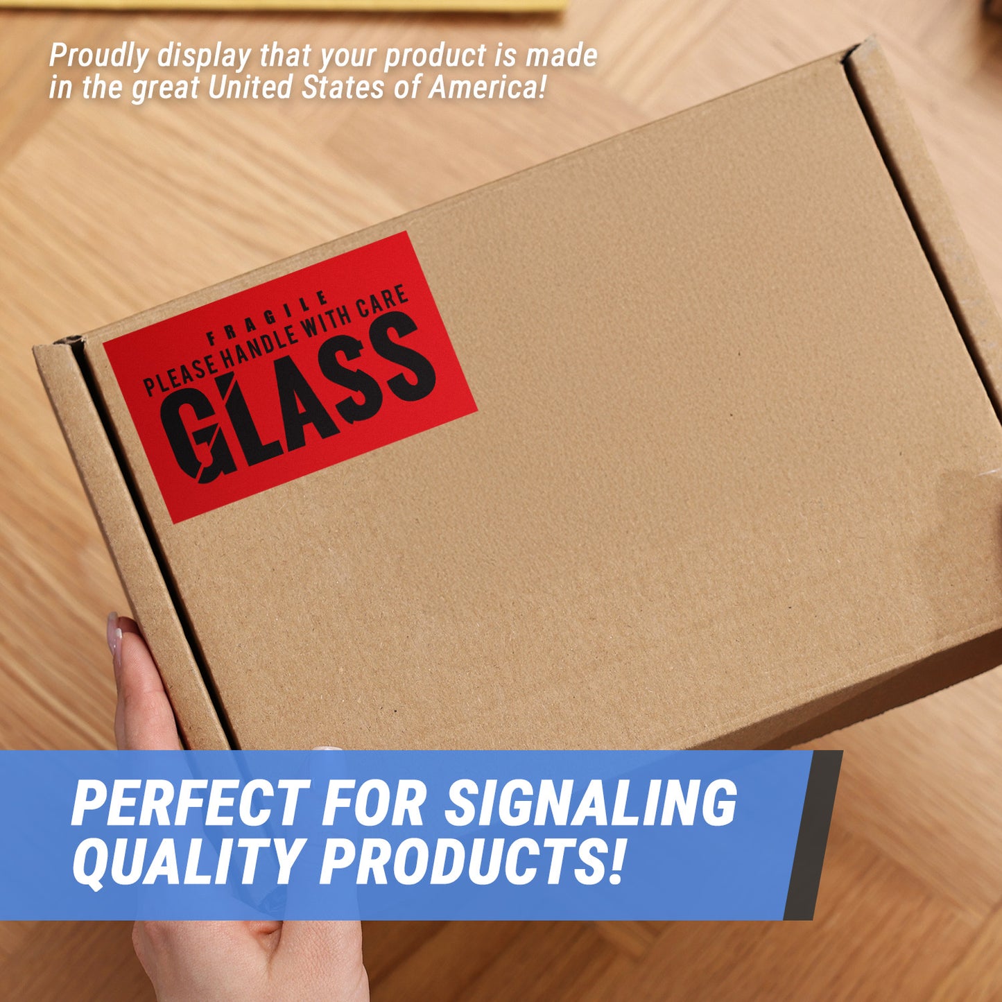 5 x 3in Stickers: Fragile Glass Handle With Care Shipping Labels