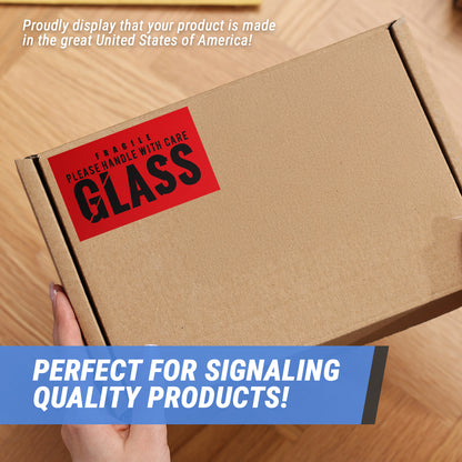 5 x 3in Stickers: Fragile Glass Handle With Care Shipping Labels