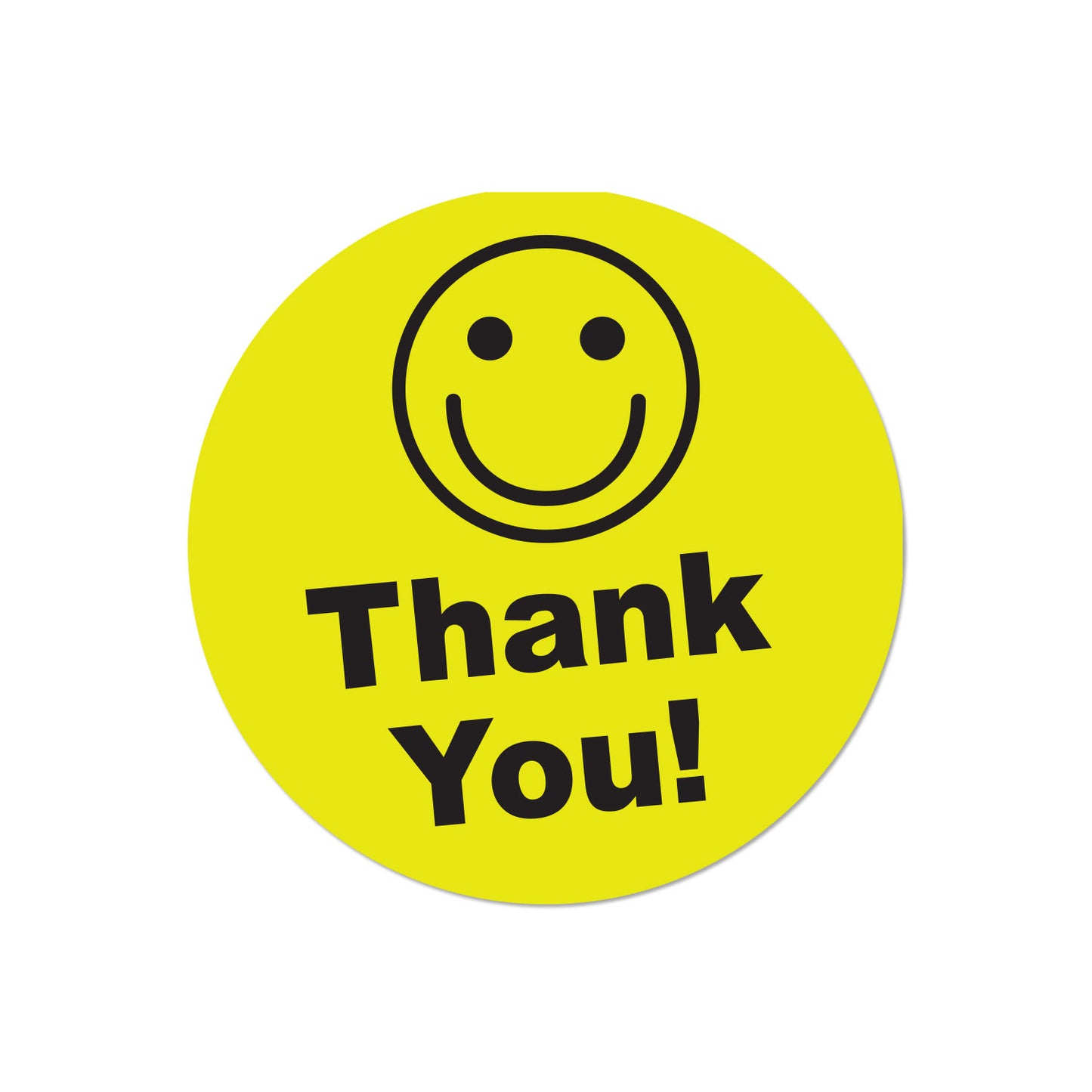 1.5in Stickers: Thank You Smiley Face Labels (Yellow)