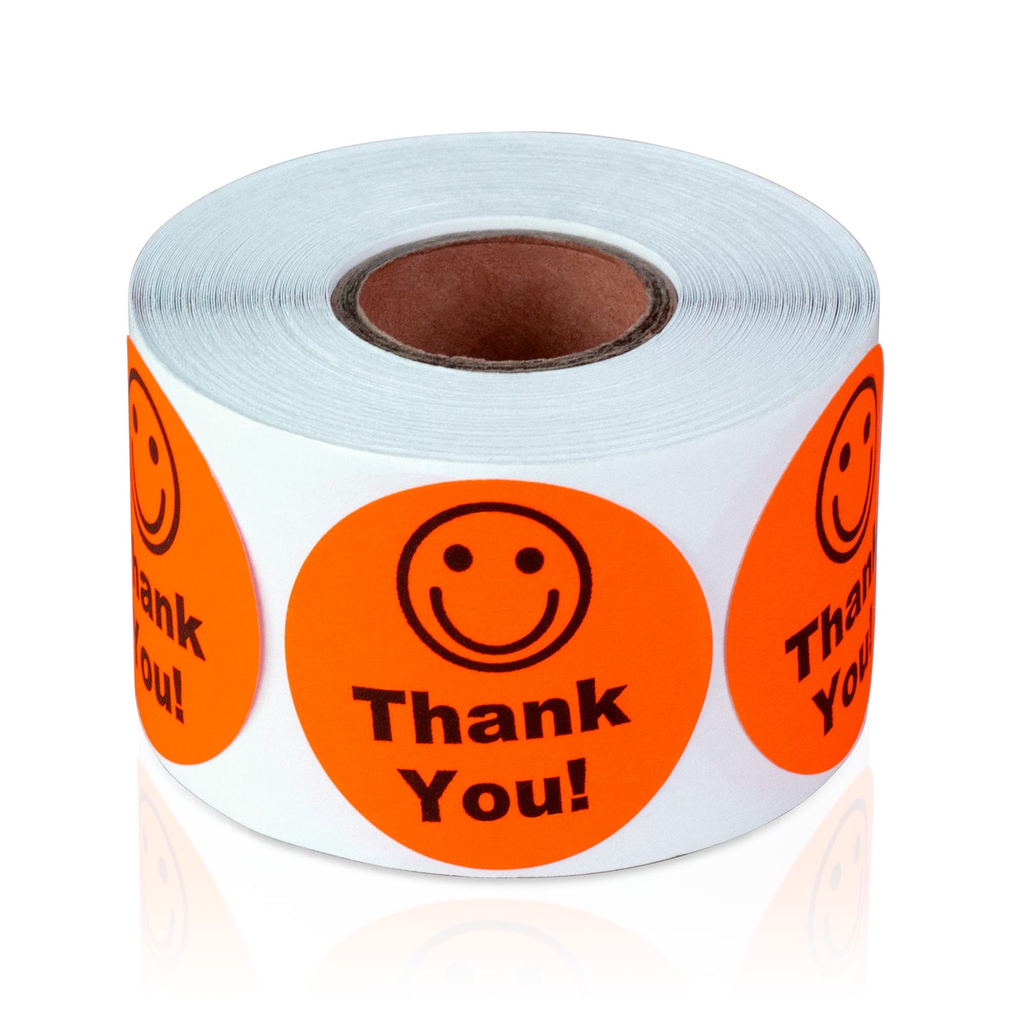 1.5in Stickers: Thank You Smiley Face Labels (Orange)