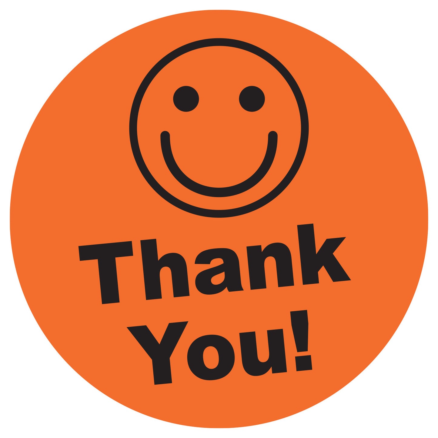 1.5in Stickers: Thank You Smiley Face Labels (Orange)