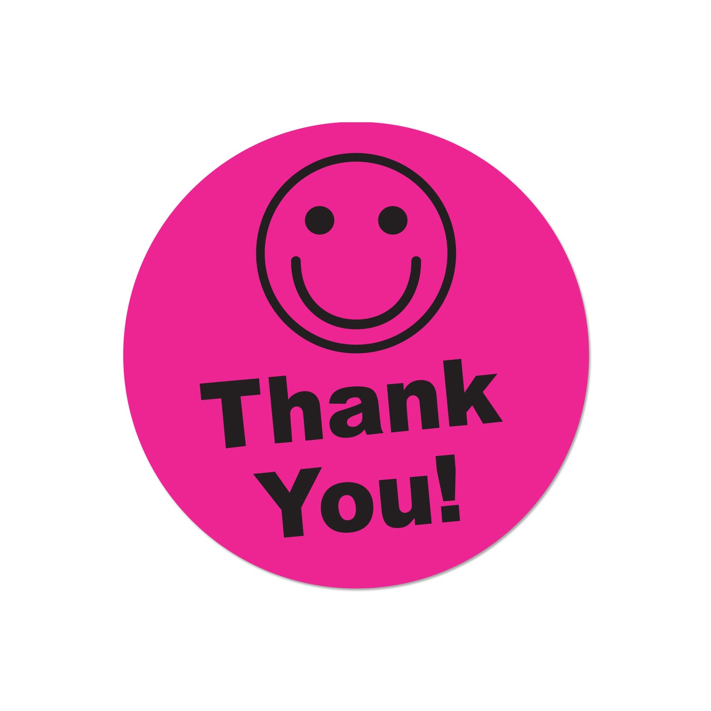 1.5in Stickers: Thank You Smiley Face Labels (Pink)