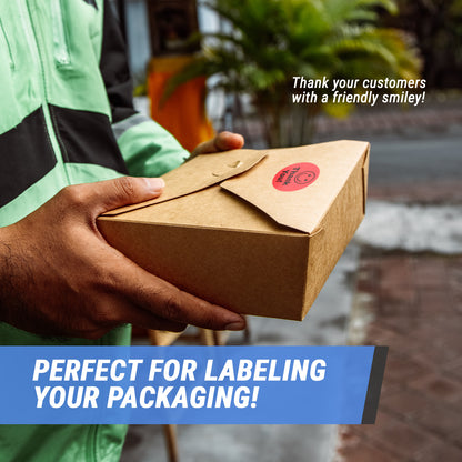 1.5in Stickers: Thank You Smiley Face Labels (Red)