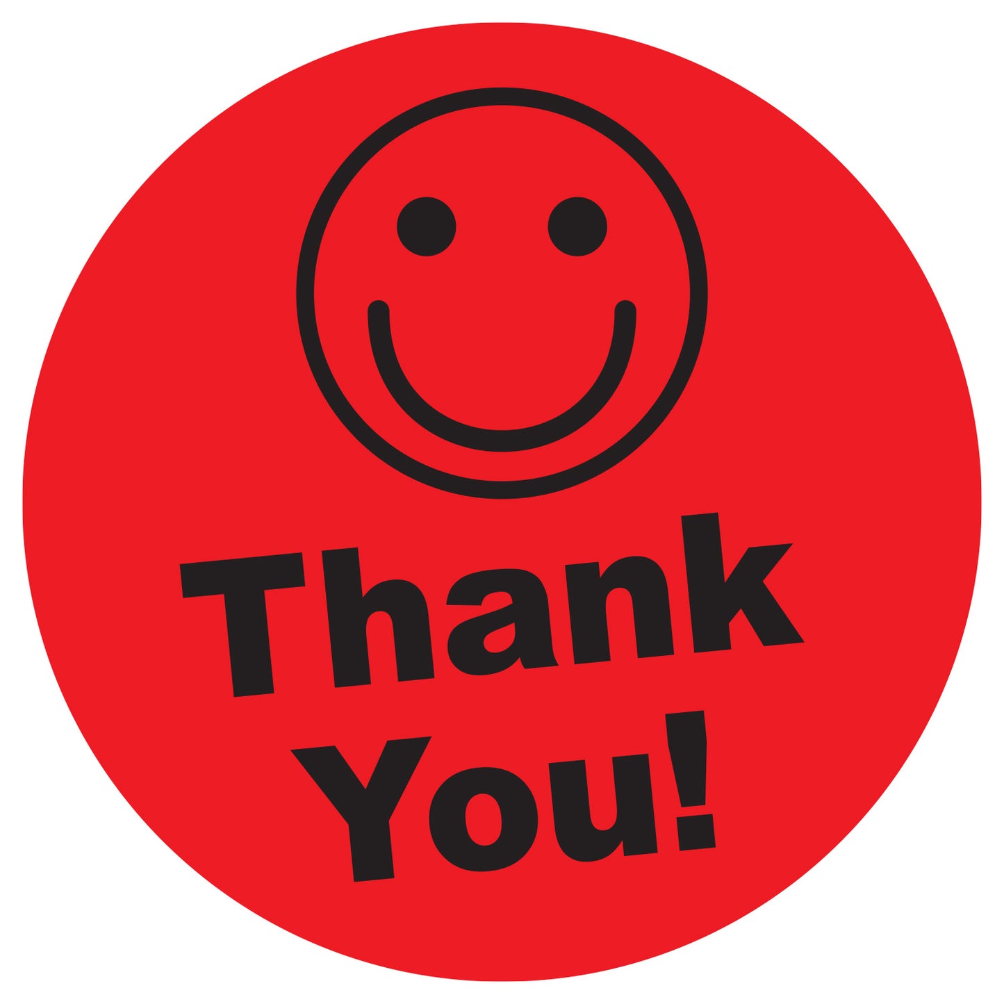1.5in Stickers: Thank You Smiley Face Labels (Red)