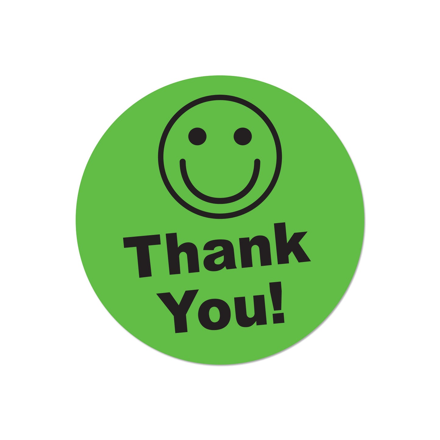 1.5in Stickers: Thank You Smiley Face Labels (Green)