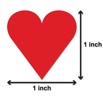 1 x 1in Stickers: Red Heart Shaped Labels