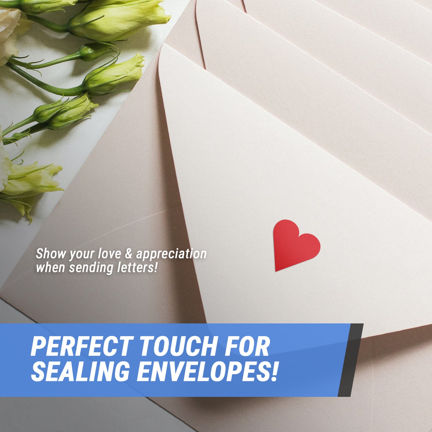 1 x 1in Stickers: Red Heart Shaped Labels
