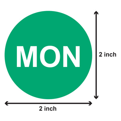 2in Monday Days of the Week Label Green (Roll)
