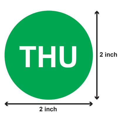 2in Thursday Days of the Week Label Green (Roll)