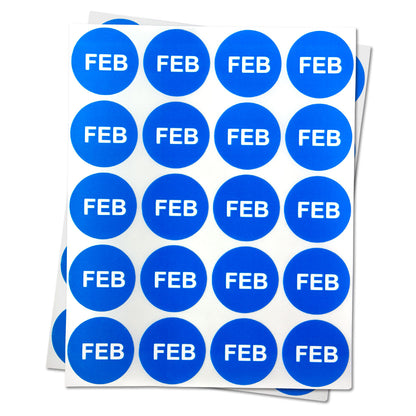 1in February Month Label Blue (Sheet)