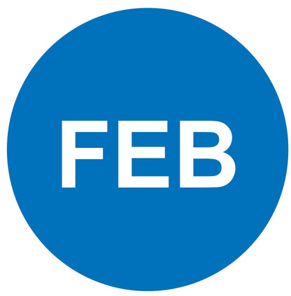 1in February Month Label Blue (Sheet)
