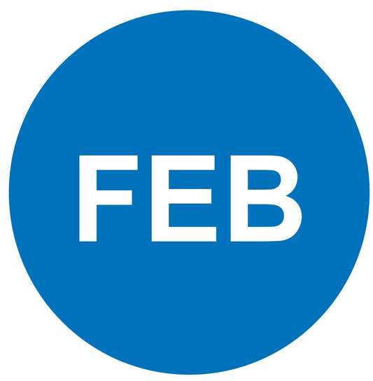 1in February Month Label Blue (Sheet)