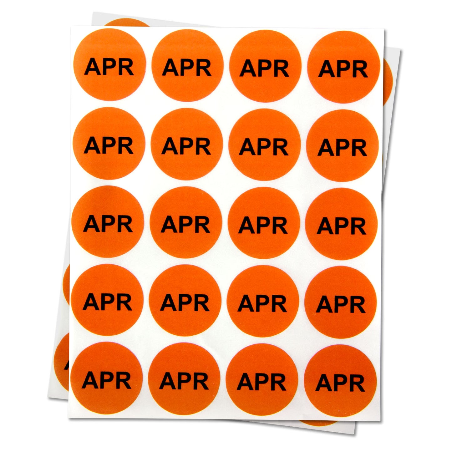 1in April Month Label Orange (Sheet)
