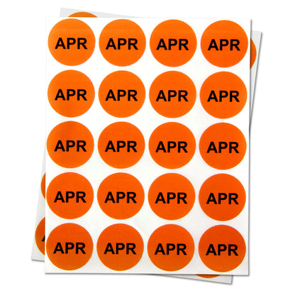 1in April Month Label Orange (Sheet)
