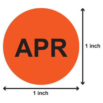 1in April Month Label Orange (Sheet)