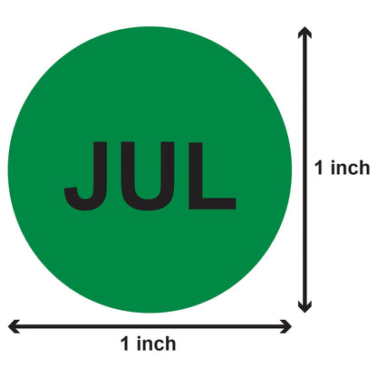 1in July Month Label Green (Sheet)