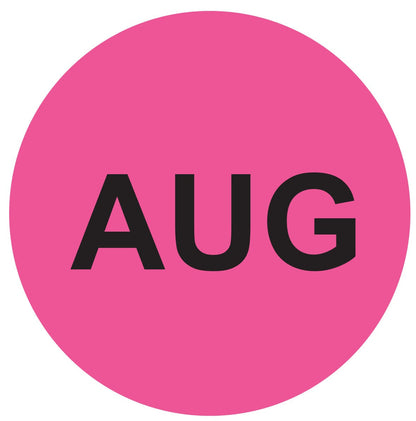1in August Month Label Magenta (Sheet)