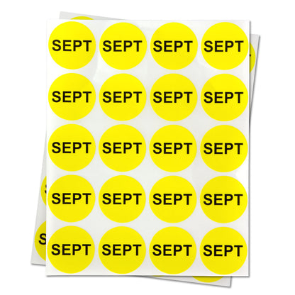 1in September Month Label Yellow (Sheet)