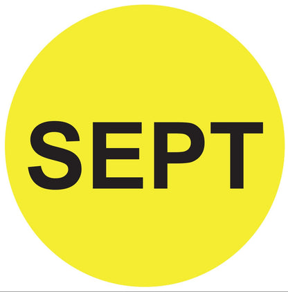1in September Month Label Yellow (Sheet)