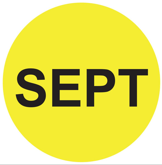1in September Month Label Yellow (Sheet)