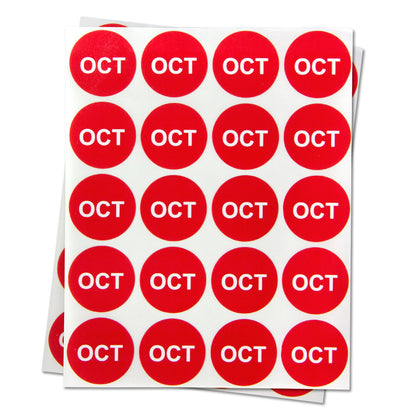 1in October Month Label Red (Sheet)