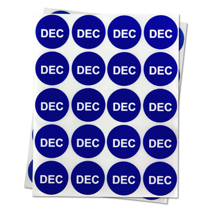 1in December Month Label Blue (Sheet)