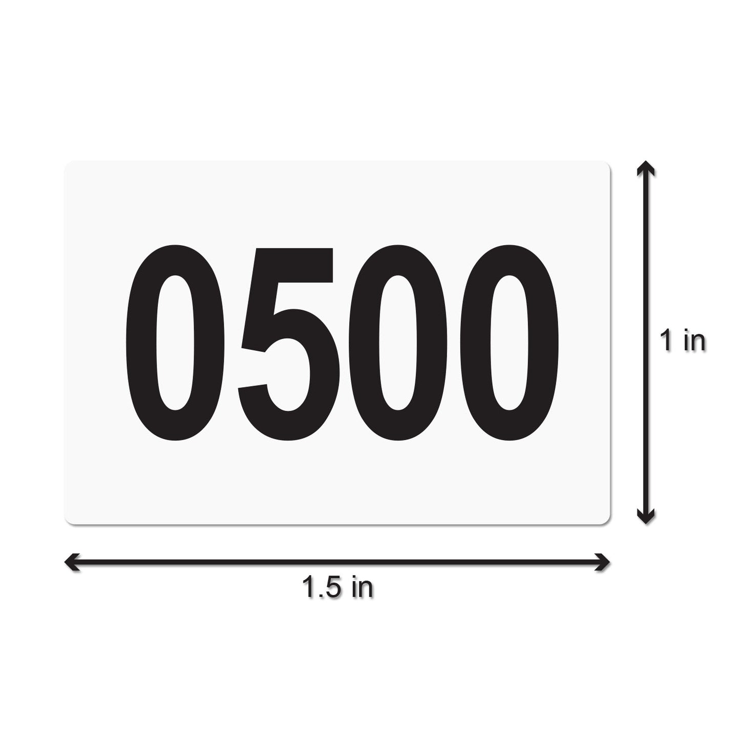 1 x 1.5in Sticker: Consecutive Numbers 0501-1000 Labels