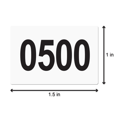 1 x 1.5in Sticker: Consecutive Numbers 0501-1000 Labels