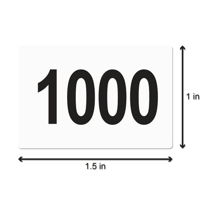 1 x 1.5 inch Consecutive Numbers 1001 to 1500 Stickers (Roll)
