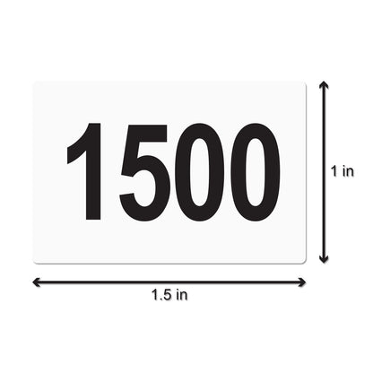 1 x 1.5in Sticker: Consecutive Numbers 1501-2000 Labels