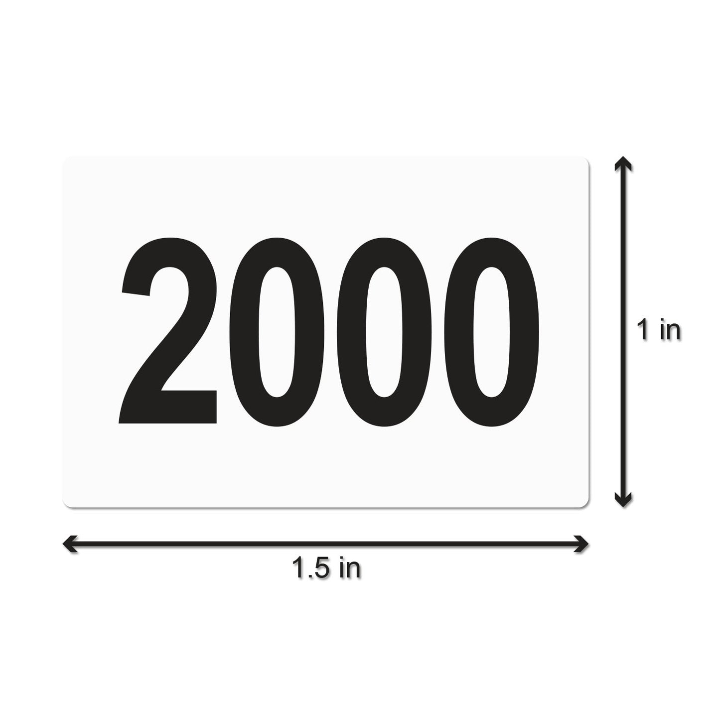 1 x 1.5 inch Consecutive Numbers 2001 to 2500 Stickers (Roll)