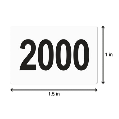 1 x 1.5 inch Consecutive Numbers 2001 to 2500 Stickers (Roll)