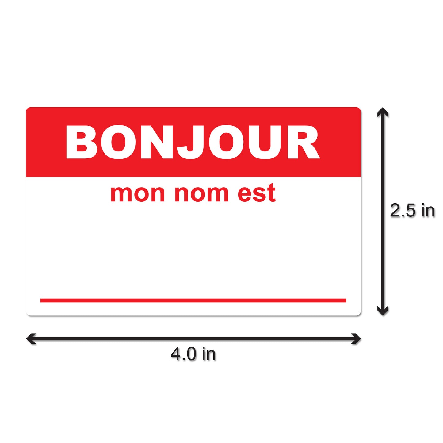 4 x 2.31 Sticker: Bonjour Mon Nom Est French Name Tag