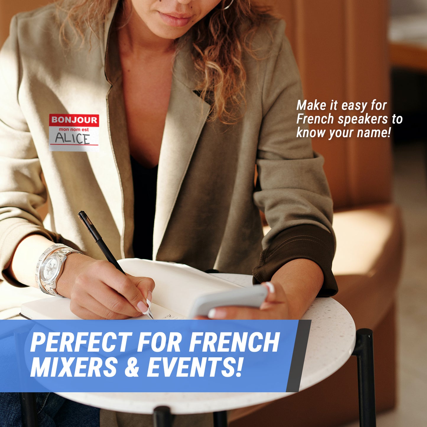 4 x 2.31 Sticker: Bonjour Mon Nom Est French Name Tag