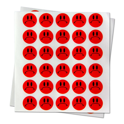 0.5in Sad Face Label Red (Sheet)