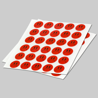 0.5in Sad Face Label Red (Sheet)