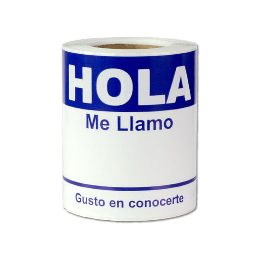 4 x 2.31in Sticker: Hola Me Llamo Spanish Name Tag (Blue)